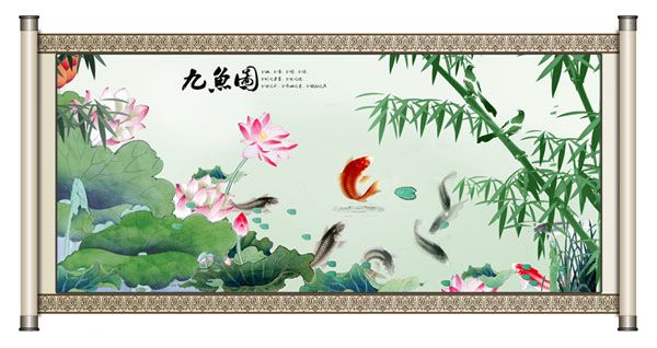 财务部门的办公室挂画风水:九鱼图